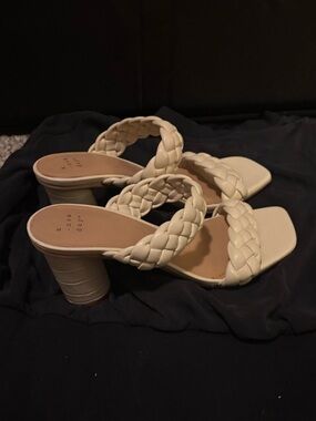 a new day Braided Block Heel Sandals in Cream